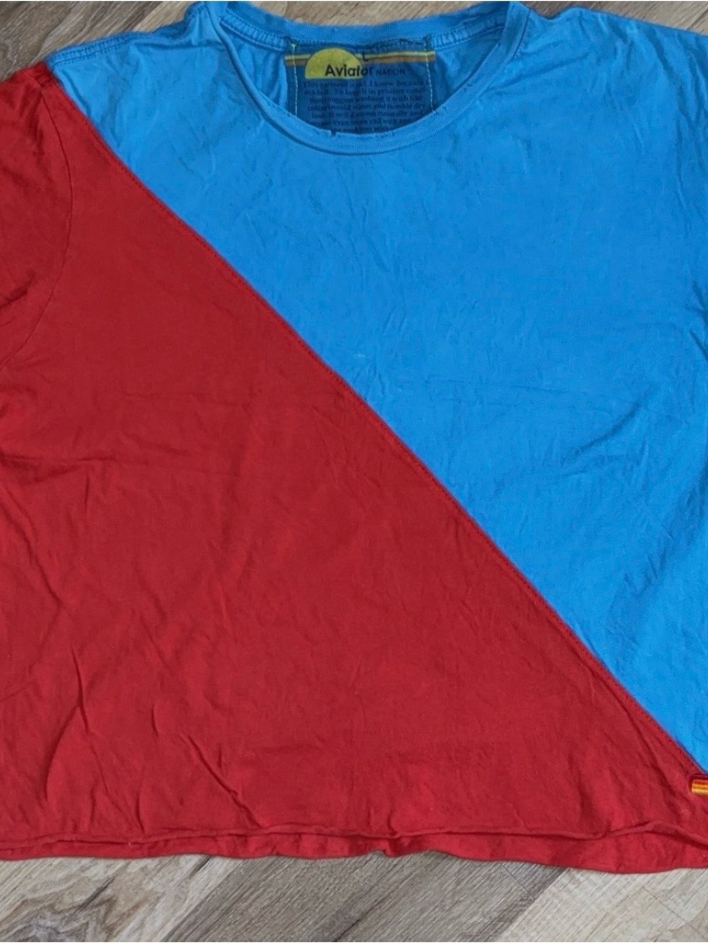 Aviator Nation Vintage Red & teal blue size Large women’s slightly crop tee! - Picture 4 of 5